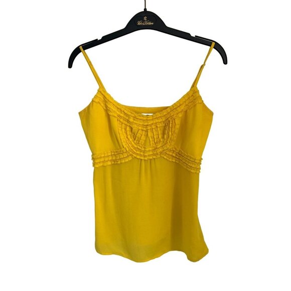 Beth Bowley Silk Top Camisole Yellow Front Ruffles Y2K Romantik - Picture 1 of 5